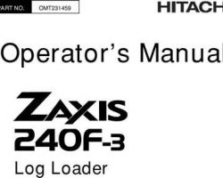 Operators Manuals for Hitachi Zaxis-3 Series model Zaxis240f-3 Log Loaders