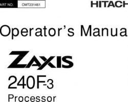Operators Manuals for Hitachi Zaxis-3 Series model Zaxis240f-3 Processors