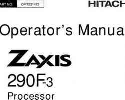 Operators Manuals for Hitachi Zaxis-3 Series model Zaxis290f-3 Processors