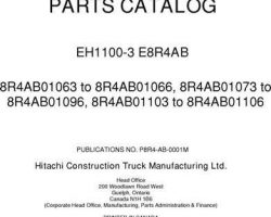 Parts Catalogs for Hitachi Eh-3 Series model Eh1100-3 Construction And Mining