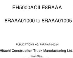 Parts Catalogs for Hitachi Eh Series model Eh5000acii Construction And Mining