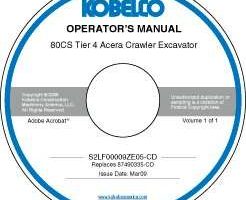Operator's Manual on CD for Kobelco 80CS Acera Tier 4 Crawler Excavator
