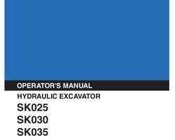 Kobelco Excavators model SK030 Operator's Manual
