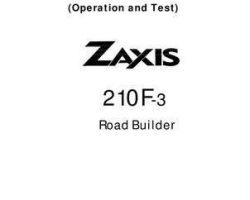 Test Manuals for Hitachi Zaxis-3 Series model Zaxis210f-3 Road Builders