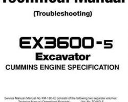 Troubleshooting for Hitachi Ex-5 Series model Ex3600-5 Excavators