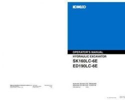 Kobelco Excavators model SK160LC-6E Operator's Manual