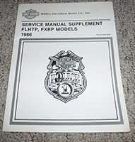 1986 Harley Davidson FLHTP & FXRP Police Models Motorcycle Service Manual Supplement