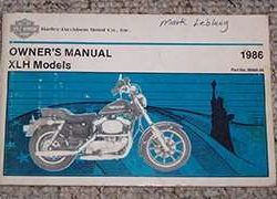 1986 Harley Davidson Sportster/XLH Models Owner's Manual