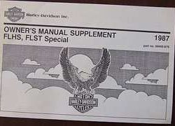 1987 Harley Davidson Electra Glide FLHS & FLHT Special Owner's Manual Supplement