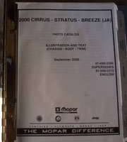 2000 Chrysler Cirrus Mopar Parts Catalog Manual Binder