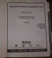 2000 Jeep Grand Cherokee Mopar Parts Catalog Manual Binder