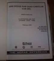 2000 Dodge Ram Truck Quad & Club Cab Mopar Parts Catalog Manual Binder