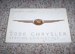 2000 Chrysler Sebring Convertible Owner's Operator Manual User Guide