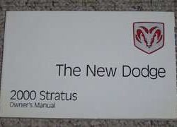 2000 Dodge Stratus Owner's Operator Manual User Guide