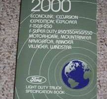 2000 Ford Econoline E-150, E-250, E-350 & E-450 Specifications Manual