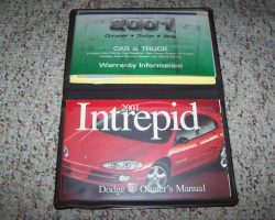 2001 Dodge Intrepid Owner's Operator Manual User Guide Set
