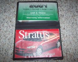 2001 Dodge Stratus Sedan Owner's Operator Manual User Guide Set