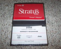 2002 Dodge Stratus Sedan Owner's Operator Manual User Guide Set