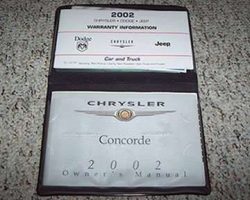2002 Chrysler Concorde Owner's Operator Manual User Guide Set