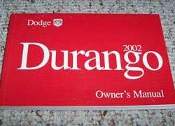 2002 Dodge Durango Owner's Operator Manual User Guide