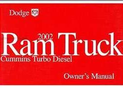 2002 Dodge Ram Truck Cummins Turbo Diesel Owner's Operator Manual User Guide