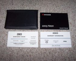 2003 Dodge Neon Owner's Operator Manual User Guide Set
