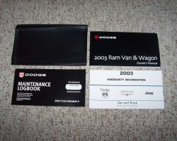 2003 Dodge Ram Van & Wagon Owner's Operator Manual User Guide Set
