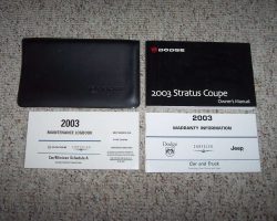 2003 Dodge Stratus Coupe Owner's Operator Manual User Guide Set