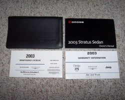 2003 Dodge Stratus Sedan Owner's Operator Manual User Guide Set