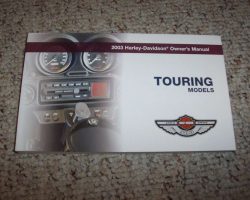 2003 Harley Davidson Electra Glide Touring Models Owner's Operator Manual User Guide