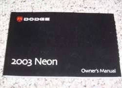 2003 Dodge Neon Owner's Operator Manual User Guide
