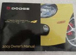 2003 Dodge Neon SRT-4 Owner's Operator Manual User Guide