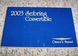 2003 Chrysler Sebring Convertible Owner's Operator Manual User Guide