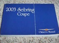 2003 Chrysler Sebring Coupe Owner's Operator Manual User Guide