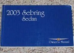 2003 Chrysler Sebring Sedan Owner's Operator Manual User Guide