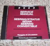 2003 Chrysler Sebring Sedan & Convertible Shop Service Repair Manual CD