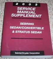 2003 Chrysler Sebring Sedan & Convertible Shop Service Repair Manual Supplement