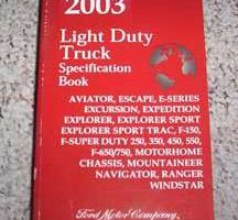 2003 Ford E-Series E-150, E-250, E-350, E-450 & E-550 Specifications Manual