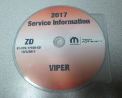 2017 Dodge Viper Shop Service Repair Manual CD