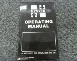 HYSTER H60XL FORKLIFT Owner Operator Maintenance Manual