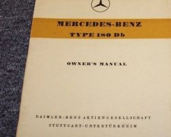 1960 Mercedes Benz 180Db Owner's Manual