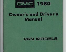 1980 GMC Vandura & Rally Van Models Owner's Manual