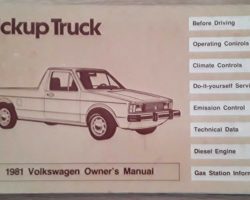 1981 Volkswagen Pickup Truck Owner's Manual