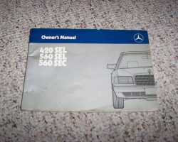 1986 Mercedes Benz 420SEL, 560SEL & 560SEC Owner's Manual