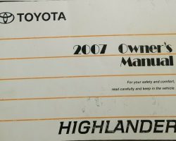 2007 Toyota Highlander Hybrid Owner's Manual