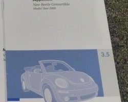 2008 Volkswagen New Beetle Convertible Owner's Manual Supplement