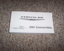 2011 Chrysler 200 Convertible Owner's Operator Manual User Guide
