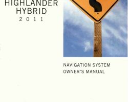 2011 Toyota Highlander Hybrid Navigation System Owner's Manual