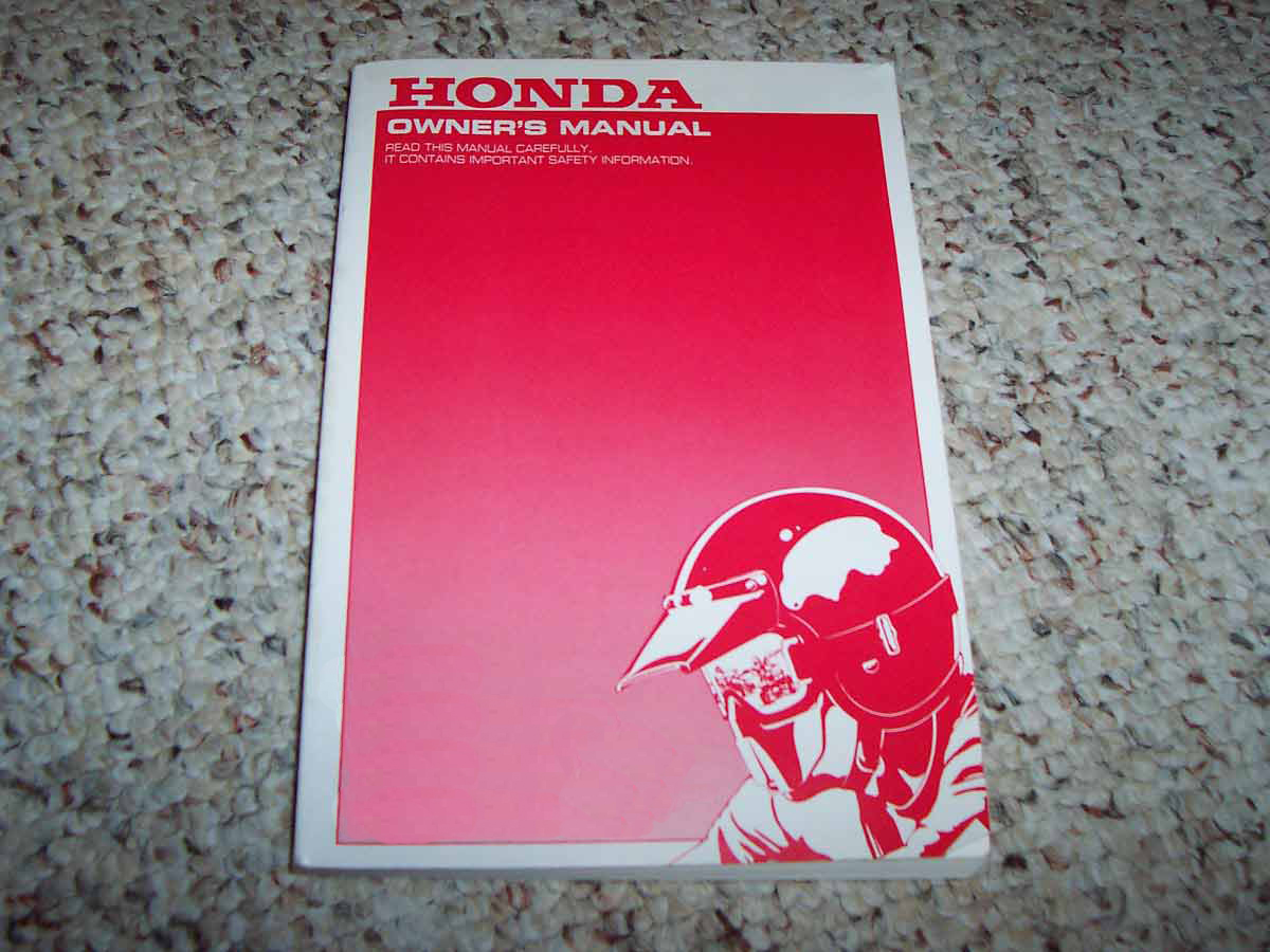 2001 Honda XR400R Motorcycle Owner's Manual