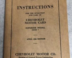 1926 Chevrolet Superior V Owner's Manual